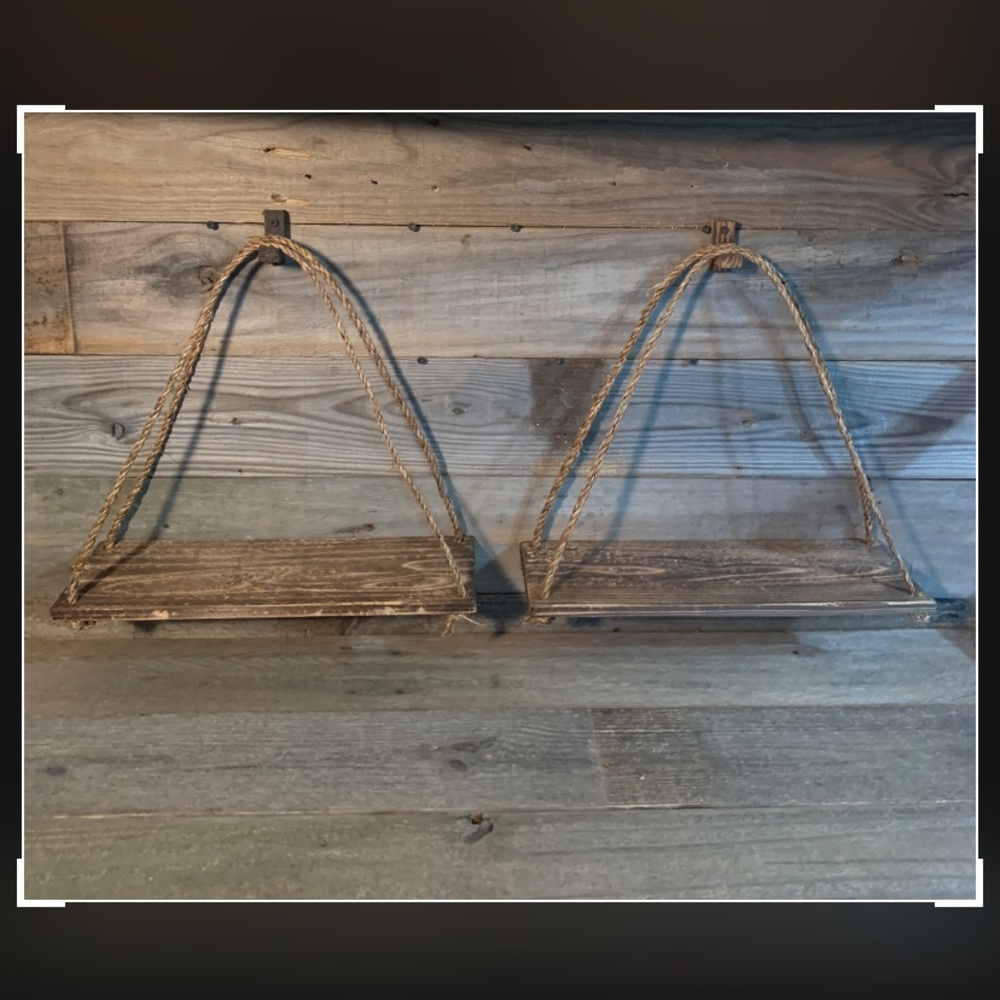 Set Of 2 farmhouse rustic hanging shelves